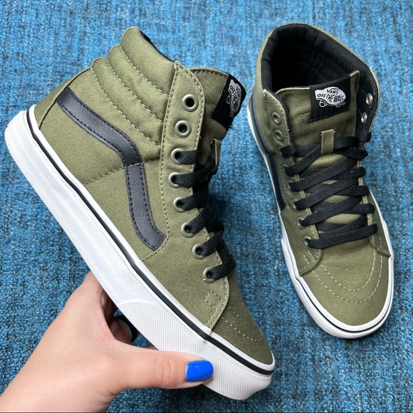 vans high top olive green